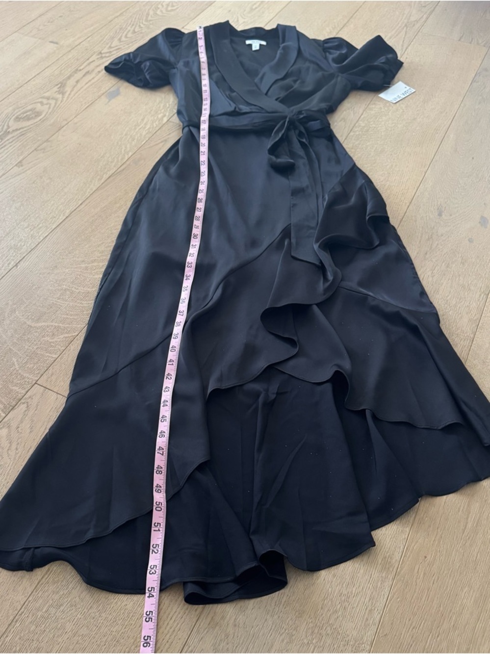 Nine West Black Ruffled Wrap Midi Dress Woman’s XS NWT - Picture 10 of 11